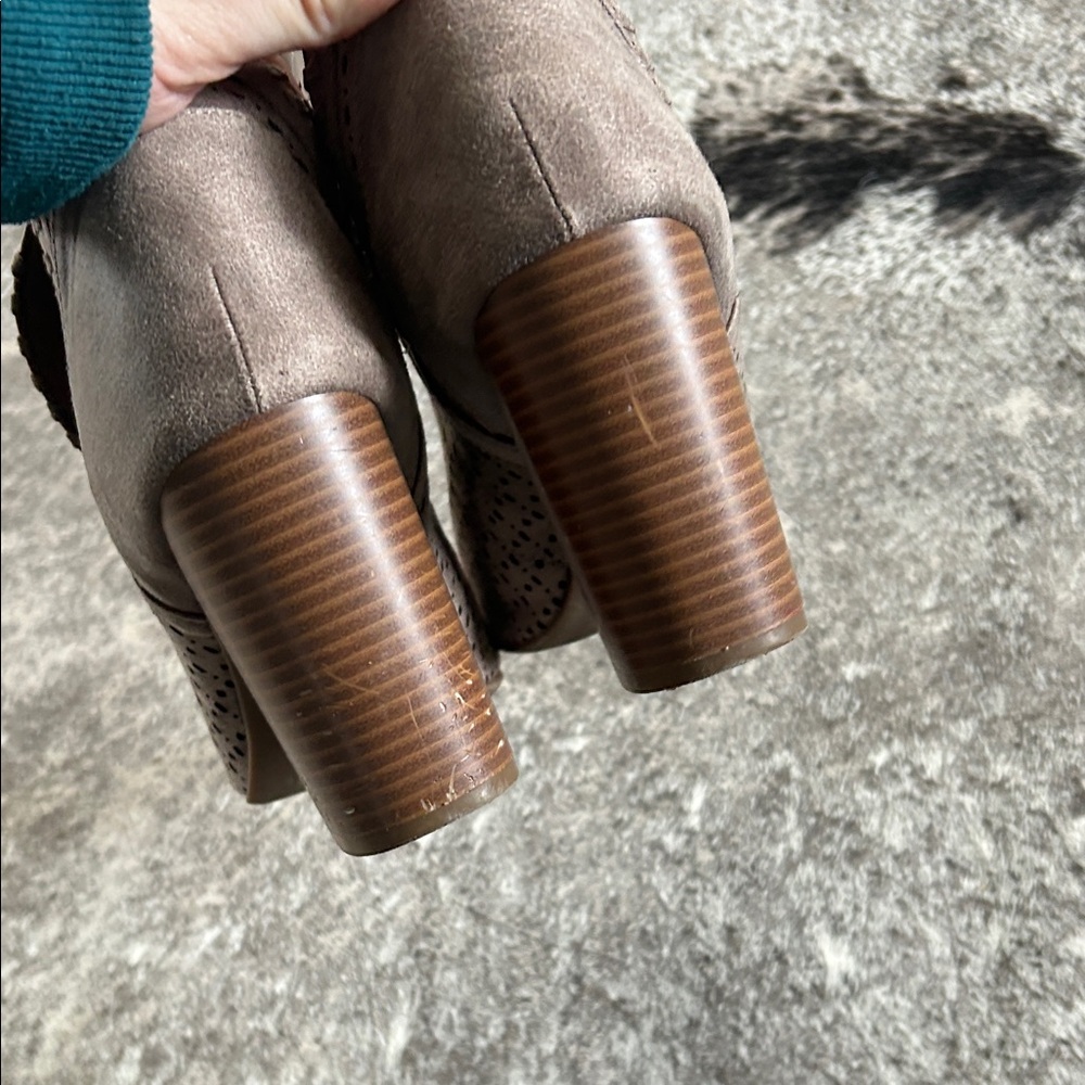 Fergalicious Taupe Peep-Toe Ankle Booties - Picture 5 of 5